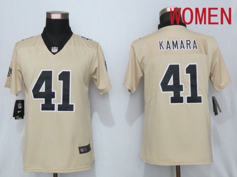 Women New Orleans Saints 41 Kamara 2019 Vapor Untouchable Nike Gold Inverted Elite Playe NFL Jerseys